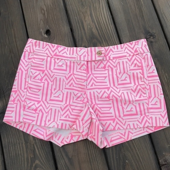 J. Crew Stretch Cute Pink Aztec Shorts Sz 2 - Picture 1 of 4